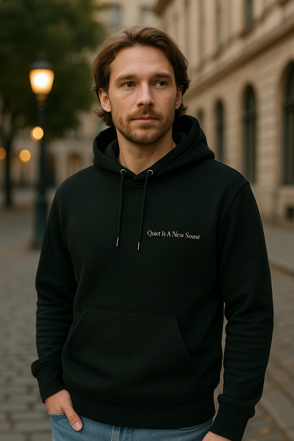 Quiet Is A New Sound – Minimal Hoodie (Black)